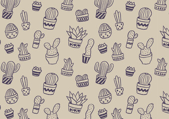 サボテンの模様_シームレス05
