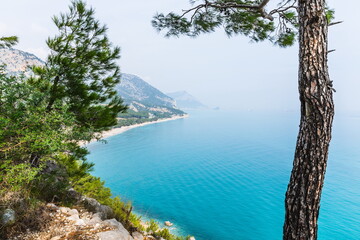 Fototapeta na wymiar seascape on the Mediterranean coast in Antalya near Beldibi, Turkey