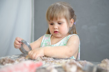 Fototapeta premium children prepare chocolate cookies in the ida of the traditional Easter rabbit