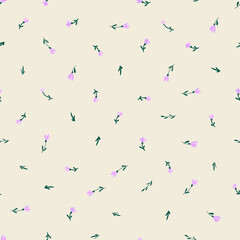 Seamless pattern of small flowers on light background. Floral background - 413142464