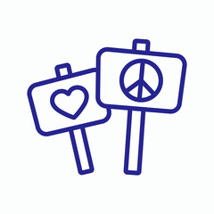 Peace Love banner protest board icon isolated colorful design 