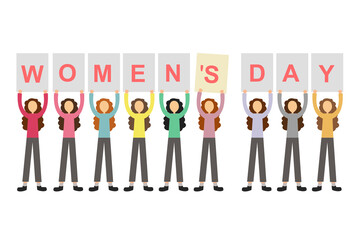 cartoon illustration of happy womens day. international celebration. Flat vector design