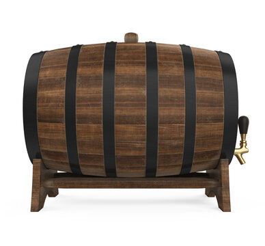 Wooden Barrel with Tap Isolated