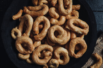 Crunchy traditional taralli snacks from Puglia