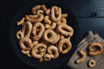Crunchy traditional taralli snacks from Puglia