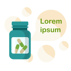  a jar of capsules. Air bubbles in the background. Preventive medicine concept. 