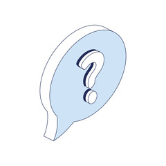 Question chat bubble. Vector 3d line isometric, color web icons, new flat style. Creative illustration, design idea for infographics.