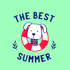 The best summer kids print with dog and tube.
