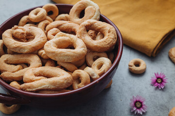 Crunchy traditional taralli snacks from Puglia