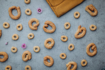Crunchy traditional taralli snacks from Puglia