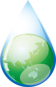 earth globe inside blue water drop clip art preview