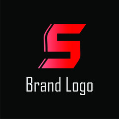 red letter S logo on black background