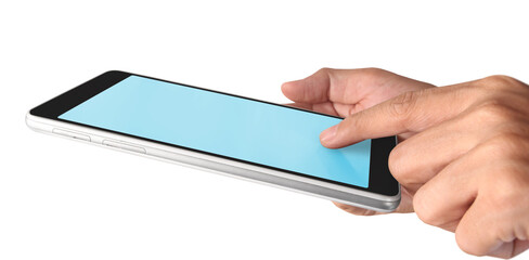 Hands holding  tablet touch computer gadget