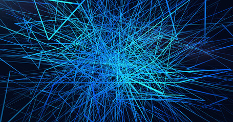 Luminescence geometrical blue lines network neuronet structure digital abstract background
