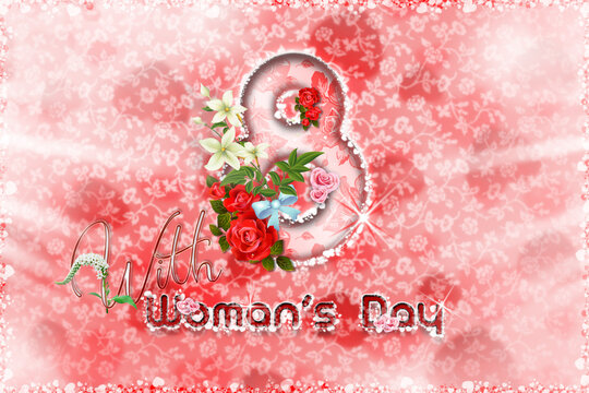 8 March Flowers Text - congratulate your beloved mothers, sisters, grandmothers, girls and all women in the world!