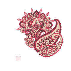 Damask isolated paisley vector floral ornament