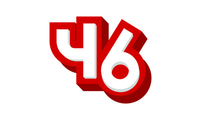 3D Number 46 Red Modern Cool Logo