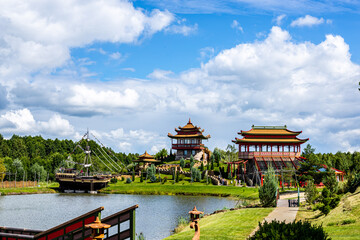 Chinese architeture in small ukrainian village 