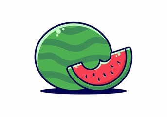 Fresh red green watermelon fruit