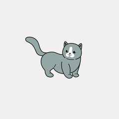 Fat fluffy cat. Cute cat character. Vector illustration in cartoon style for poster, postcard.