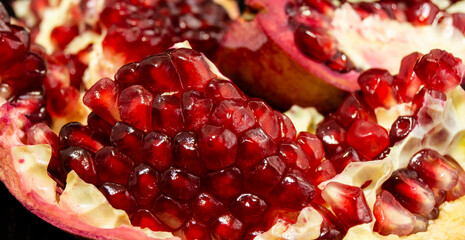 juicy slices of red pomegranate