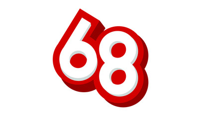 3D Number 68 Red Modern Cool Logo