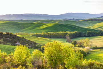 Rolling landscape of hills and fields