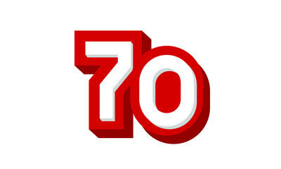 3D Number 68 Red Modern Cool Logo