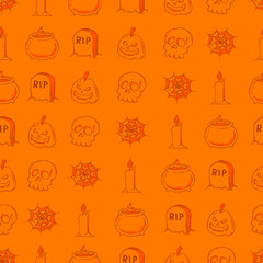Halloween Seamless Pattern Background - 413157647