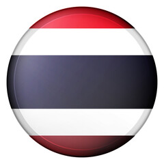 Glass light ball with flag of Thailand. Round sphere, template icon. National symbol. Glossy realistic ball, 3D abstract vector illustration highlighted on a white background. Big bubble.
