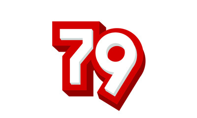 3D Number 79 Red Modern Cool Logo