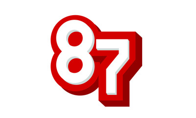 Obraz premium 3D Number 87 Red Modern Cool Logo