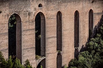 Beautiful old arches of the Ponte delle Torri In Spoleto Italy