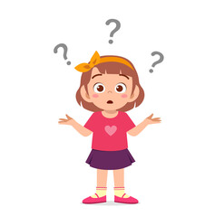 cute girl show confused expression with question mark