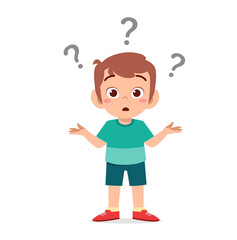 cute boy show confused expression with question mark