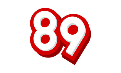 3D Number 89 Red Modern Cool Logo