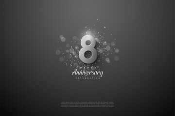 8th Anniversary with 3D Silver Numbers.