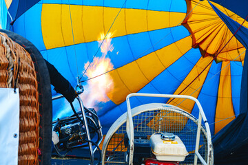 Close up of hot air balloon getting prepared for flight