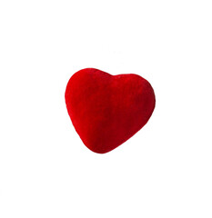red velvet heart on white background, relationship, dating and party concept. isolated on white.