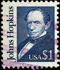 Johns Hopkins portrait on american postage stamp