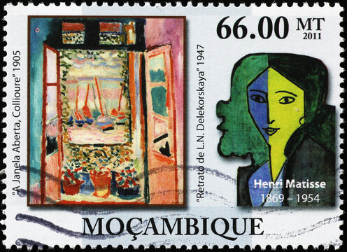 Paintings by Henry Matisse on postage stamp