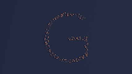 Typeface Letter G Symbol Formed out of Bronze Spheres 3d illustration render	