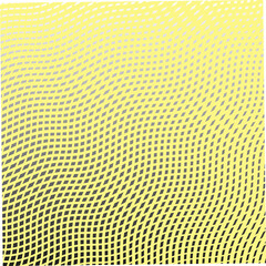 Yellow trendy grid monochrome texture from wavy cross lines. Wavy reticulated effect texture for web, mobile accessories, business card, package,