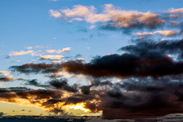 Dramatic clouds at sunset. clouds sunset at evening winter.