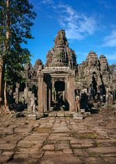 Angkor Thom front side with blue cloudy