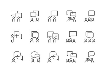 Communication line icon set. Team