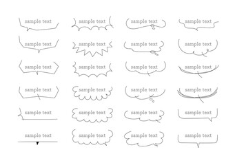 ふきだし　細線　あしらい　飾り　手描き　アイコン　セット