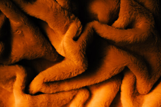 Orange Fur, The Texture Of The Blanket Close Up