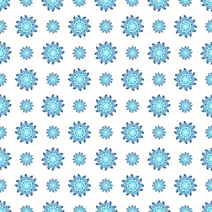 Winter seamless pattern with colorful gradient snowflakes on white background. Vector illustration for fabric, textile wallpaper, posters, gift wrapping paper. Christmas vector illustration.