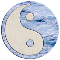 yin yang symbole, sable et mer
